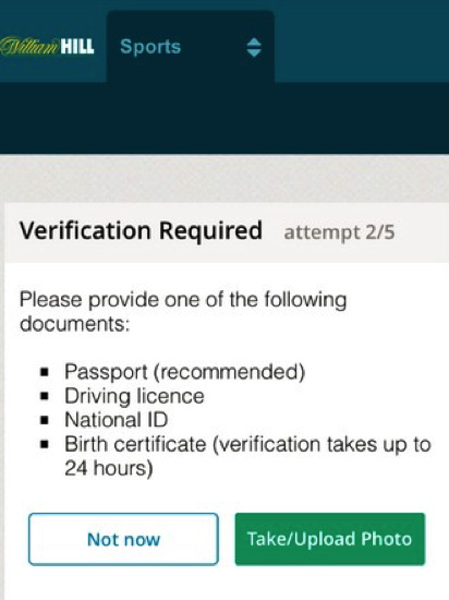 William Hill Player Identity & Age Verification